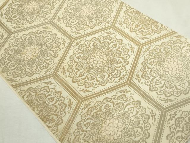 平和屋着物◎六通柄　本袋帯　亀甲花文　手織錦　金糸　正絹　逸品　DABJ4180cd