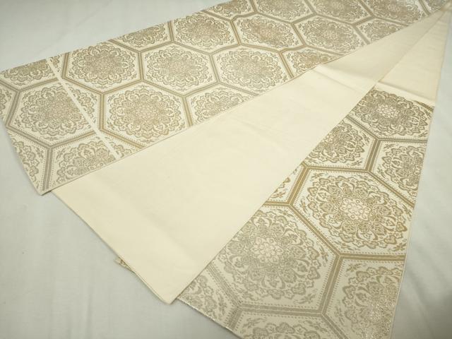 平和屋着物◎六通柄　本袋帯　亀甲花文　手織錦　金糸　正絹　逸品　DABJ4180cd