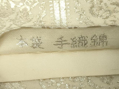 平和屋着物◎六通柄　本袋帯　亀甲花文　手織錦　金糸　正絹　逸品　DABJ4180cd