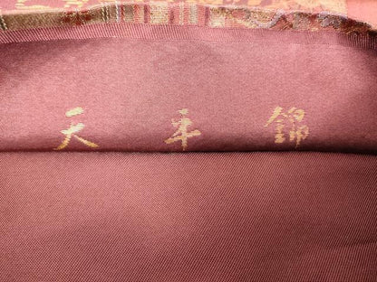 平和屋着物◎六通柄　本袋帯　幾何学花文　天平錦　金糸　正絹　逸品　DABJ4181cd