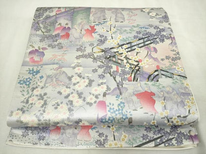 平和屋着物◎西陣　全通柄袋帯　手描き　四季の装い　正絹　逸品　DABJ4184cd