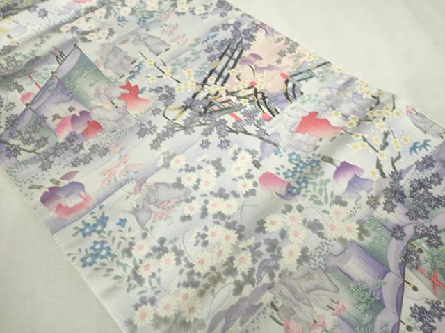 平和屋着物◎西陣　全通柄袋帯　手描き　四季の装い　正絹　逸品　DABJ4184cd