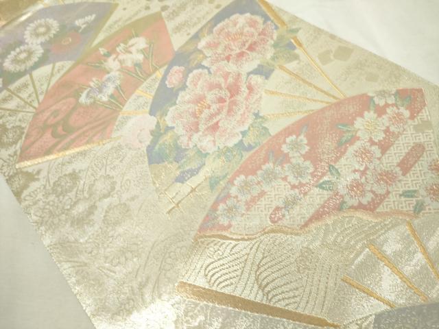 平和屋着物◎佐賀錦　両面　全通柄袋帯　扇面文　慶長重ね全通　金銀糸　正絹　逸品　DABJ4187cd