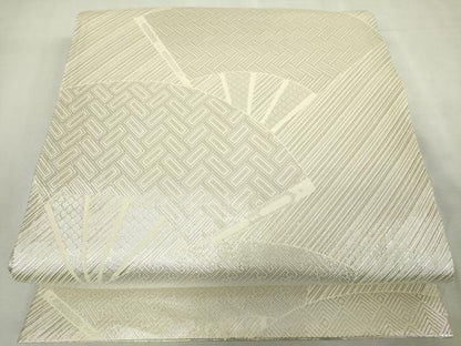 平和屋着物◎佐賀錦　両面　全通柄袋帯　扇面文　慶長重ね全通　金銀糸　正絹　逸品　DABJ4187cd