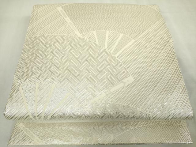 平和屋着物◎佐賀錦　両面　全通柄袋帯　扇面文　慶長重ね全通　金銀糸　正絹　逸品　DABJ4187cd