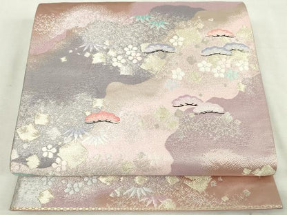 平和屋着物◎六通柄袋帯　唐織　道長花松文　松竹梅　金銀糸　正絹　逸品　DABJ4194cd