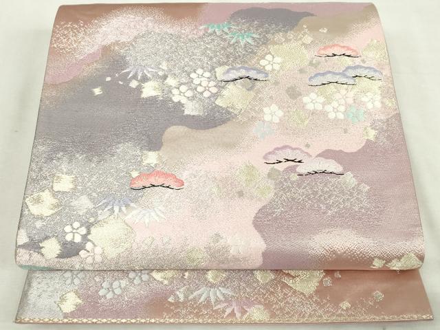 平和屋着物◎六通柄袋帯　唐織　道長花松文　松竹梅　金銀糸　正絹　逸品　DABJ4194cd