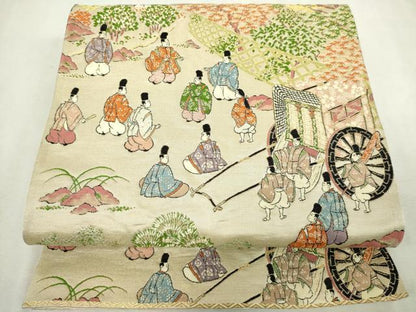 平和屋着物◎六通柄袋帯　人物風景文　金糸　正絹　逸品　DABJ4195cd