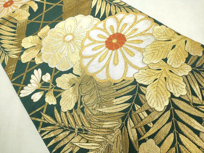 平和屋着物◎六通柄袋帯　唐織　花水月　金銀糸　正絹　逸品　DABJ4197cd