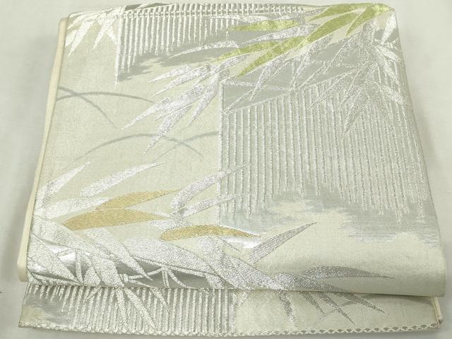 平和屋着物◎六通柄袋帯　笹文　金銀糸　正絹　逸品　DABJ4206cd