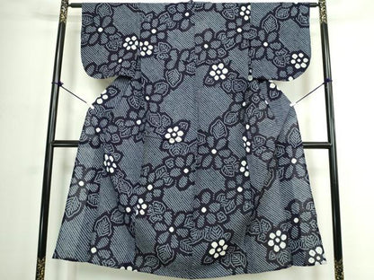 平和屋着物∴夏物　浴衣　有松鳴海絞り　草花文　綿　逸品　DABJ4212cd