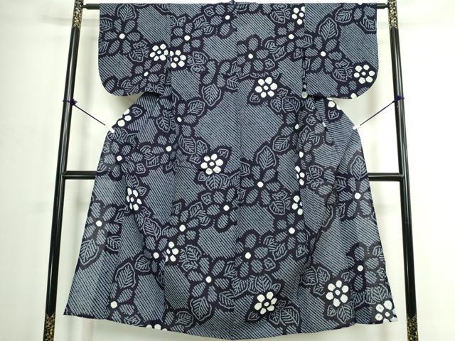 平和屋着物∴夏物　浴衣　有松鳴海絞り　草花文　綿　逸品　DABJ4212cd