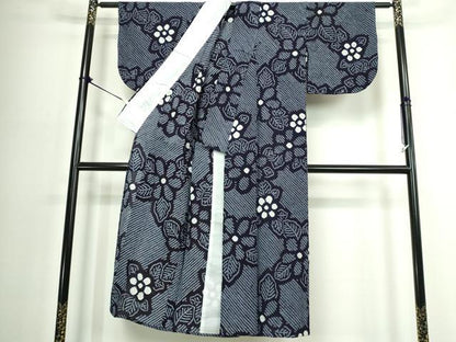 平和屋着物∴夏物　浴衣　有松鳴海絞り　草花文　綿　逸品　DABJ4212cd