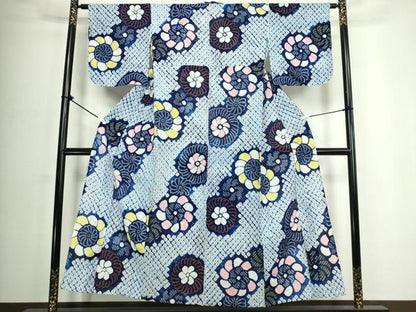平和屋着物∴夏物　浴衣　有松鳴海絞り　花繋ぎ　綿　逸品　DABJ4216cd