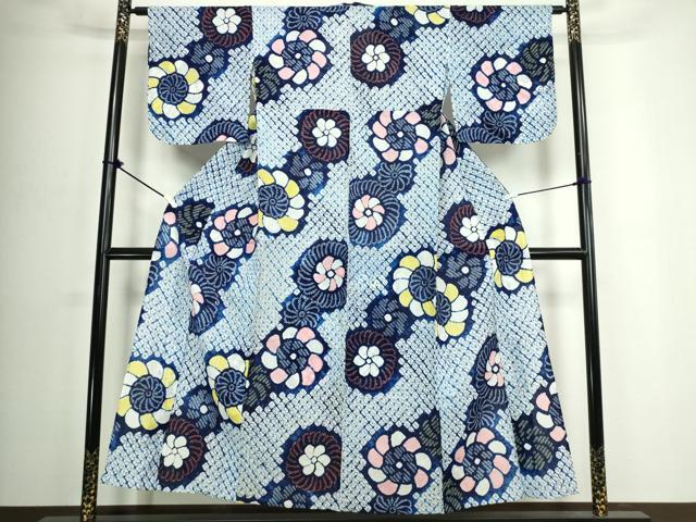 平和屋着物∴夏物　浴衣　有松鳴海絞り　花繋ぎ　綿　逸品　DABJ4216cd