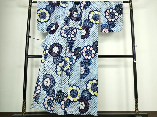 平和屋着物∴夏物　浴衣　有松鳴海絞り　花繋ぎ　綿　逸品　DABJ4216cd