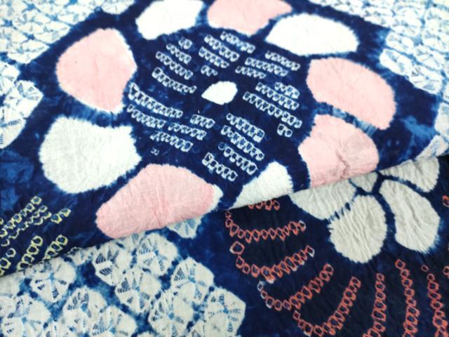 平和屋着物∴夏物　浴衣　有松鳴海絞り　花繋ぎ　綿　逸品　DABJ4216cd