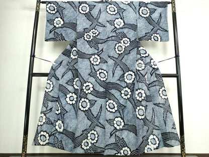 平和屋着物∴夏物　浴衣　有松鳴海絞り　枝花文　綿　逸品　DABJ4217cd