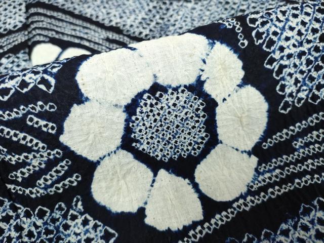 平和屋着物∴夏物　浴衣　有松鳴海絞り　枝花文　綿　逸品　DABJ4217cd