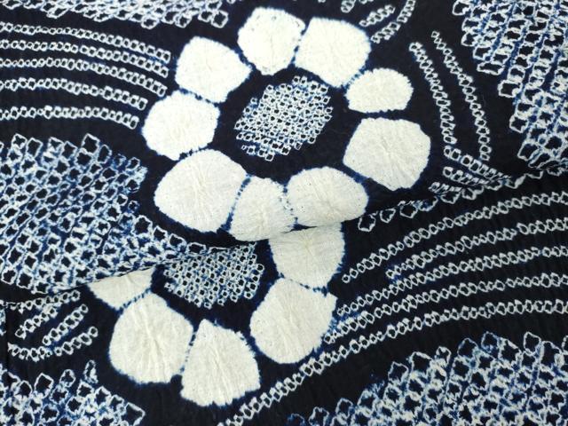 平和屋着物∴夏物　浴衣　有松鳴海絞り　枝花文　綿　逸品　DABJ4217cd