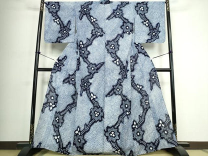 平和屋着物∴夏物　浴衣　有松鳴海絞り　枝花文　綿　逸品　DABJ4226cd