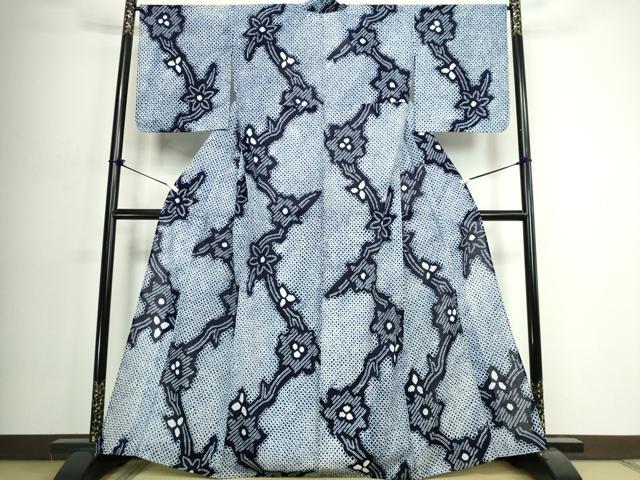 平和屋着物∴夏物　浴衣　有松鳴海絞り　枝花文　綿　逸品　DABJ4226cd