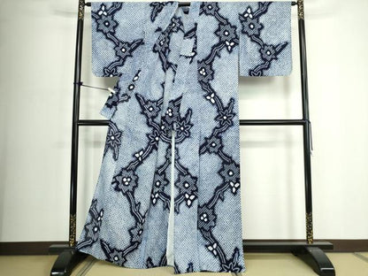平和屋着物∴夏物　浴衣　有松鳴海絞り　枝花文　綿　逸品　DABJ4226cd