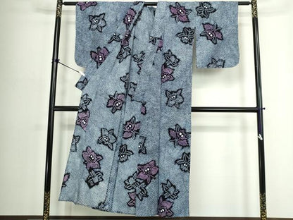 平和屋着物∴夏物　浴衣　有松鳴海絞り　草花文　蘭　綿　逸品　DABJ4228cd
