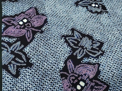 平和屋着物∴夏物　浴衣　有松鳴海絞り　草花文　蘭　綿　逸品　DABJ4228cd