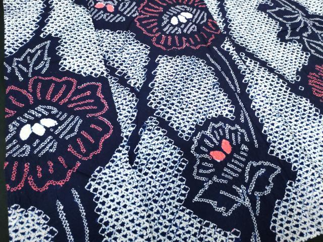 平和屋着物∴夏物　浴衣　有松鳴海絞り　枝花文　綿　逸品　DABJ4230cd