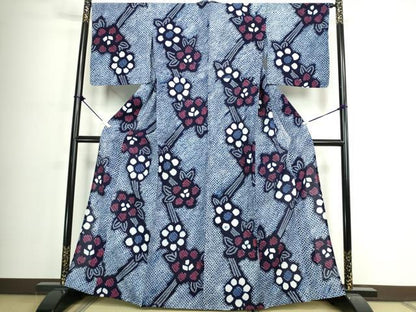 平和屋着物∴夏物　浴衣　有松鳴海絞り　枝花文　綿　逸品　DABJ4233cd