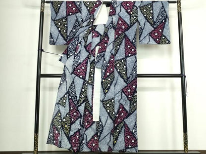 平和屋着物∴夏物　浴衣　有松鳴海絞り　切嵌花文　綿　逸品　DABJ4234cd