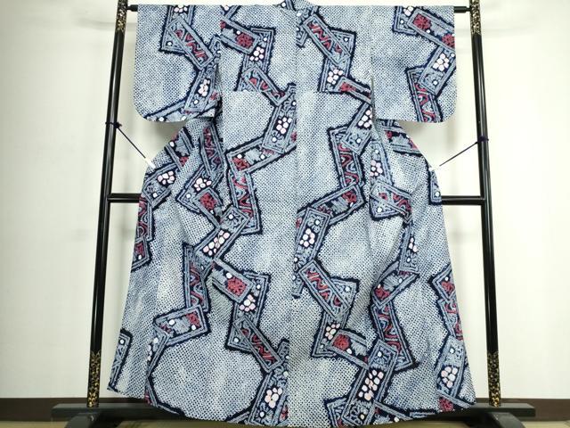 平和屋着物∴夏物　浴衣　有松鳴海絞り　短冊花文　綿　逸品　DABJ4240cd
