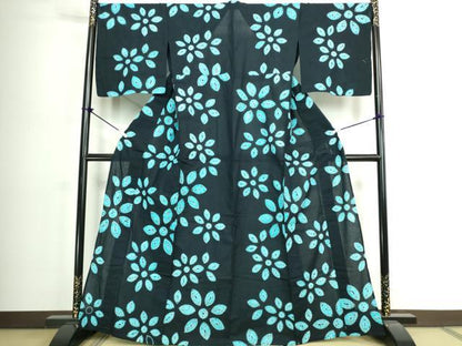 平和屋着物∴夏物　浴衣　有松鳴海絞り　舞花文　綿　逸品　DABJ4241cd
