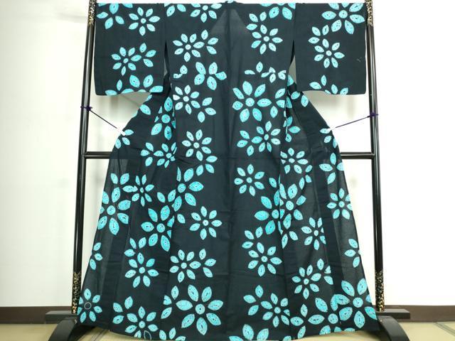 平和屋着物∴夏物　浴衣　有松鳴海絞り　舞花文　綿　逸品　DABJ4241cd
