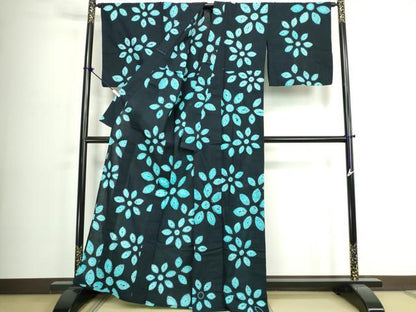 平和屋着物∴夏物　浴衣　有松鳴海絞り　舞花文　綿　逸品　DABJ4241cd