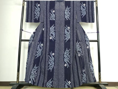 平和屋着物∴夏物　浴衣　有松鳴海絞り　草花間道　綿　逸品　DABJ4242cd