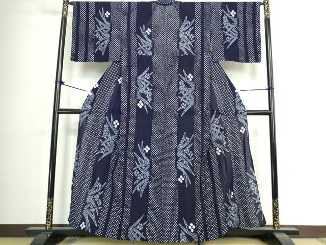 平和屋着物∴夏物　浴衣　有松鳴海絞り　草花間道　綿　逸品　DABJ4242cd