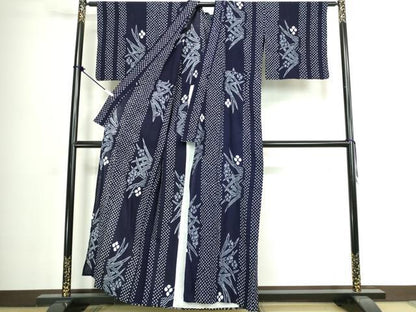 平和屋着物∴夏物　浴衣　有松鳴海絞り　草花間道　綿　逸品　DABJ4242cd