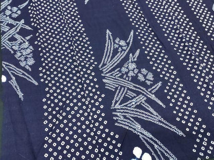 平和屋着物∴夏物　浴衣　有松鳴海絞り　草花間道　綿　逸品　DABJ4242cd