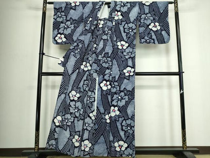 平和屋着物∴夏物　浴衣　有松鳴海絞り　枝花文　綿　逸品　DABJ4249cd