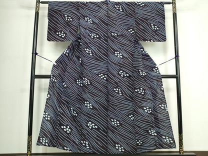 平和屋着物∴夏物　浴衣　有松鳴海絞り　よろけ縞　綿　逸品　DABJ4250cd