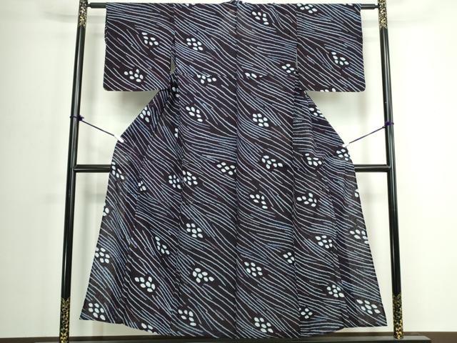 平和屋着物∴夏物　浴衣　有松鳴海絞り　よろけ縞　綿　逸品　DABJ4250cd