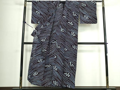 平和屋着物∴夏物　浴衣　有松鳴海絞り　よろけ縞　綿　逸品　DABJ4250cd