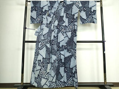 平和屋着物∴夏物　浴衣　有松鳴海絞り　切嵌吉祥花蝶文　綿　逸品　DABJ4251cd
