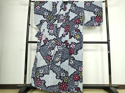 平和屋着物∴夏物　浴衣　有松鳴海絞り　幾何学吉祥花文　綿　逸品　DABJ4252cd