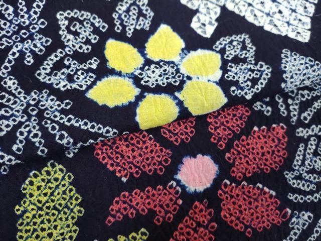 平和屋着物∴夏物　浴衣　有松鳴海絞り　幾何学吉祥花文　綿　逸品　DABJ4252cd