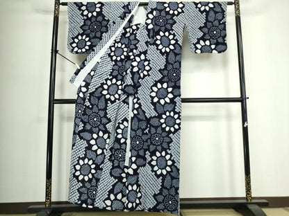 平和屋着物∴夏物　浴衣　有松鳴海絞り　花繋ぎ　綿　逸品　DABJ4253cd