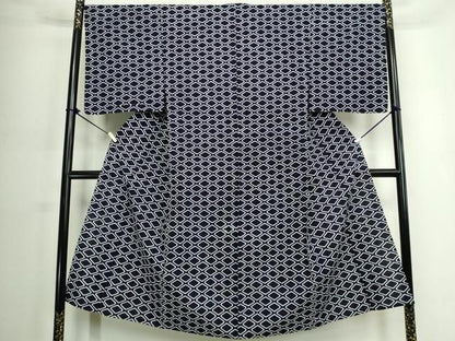平和屋着物∴夏物　男性　浴衣　注染　手縫い　菱尽くし　綿　未使用　逸品　DABJ4268cd