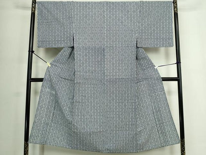 平和屋着物∴夏物　男性　浴衣　注染　手縫い　幾何学文　綿　逸品　未使用　DABJ4269cd